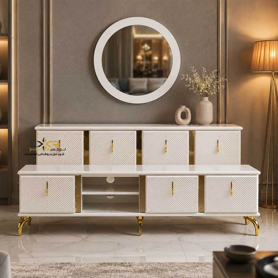  اینه و کنسول و میز تی وی پینترستی مدرن سفید 