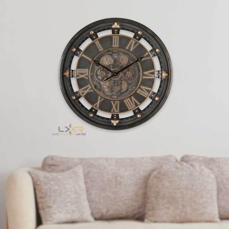 ساعت دیواری چرخدنده گرد والتر نئوکلاسیک رنگ طوسی 7125