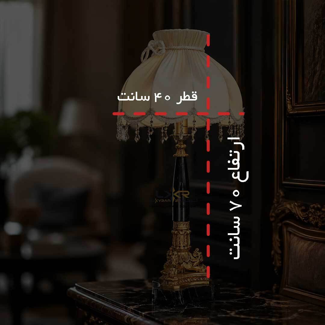  آباژور رومیزی نئوکلاسیک سفید و مشکی طرح خاص 