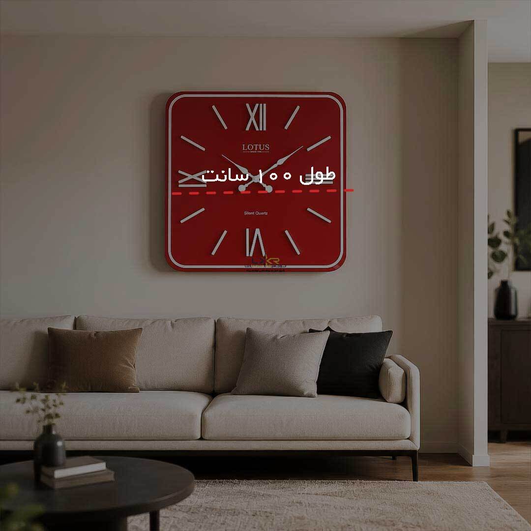  ساعت دیواری مدرن مربع پینترستی رنگ قرمز 