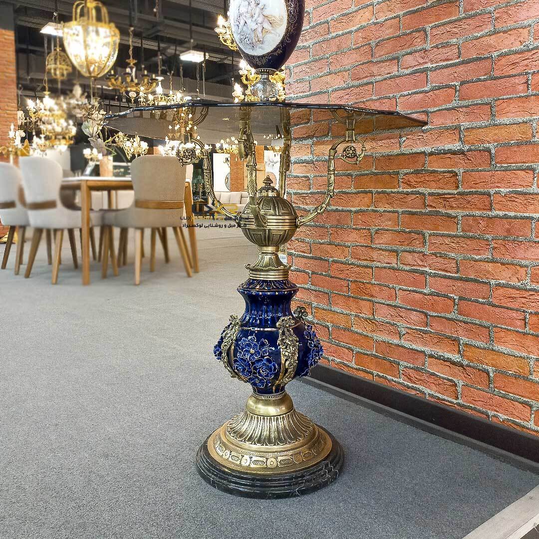  میز برنزی نئوکلاسیک با چینی سرمه ای 