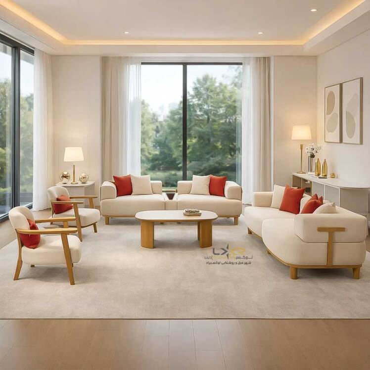 مبل 8 نفره راحتی سبک مدرن و مینیمال رنگ کرم