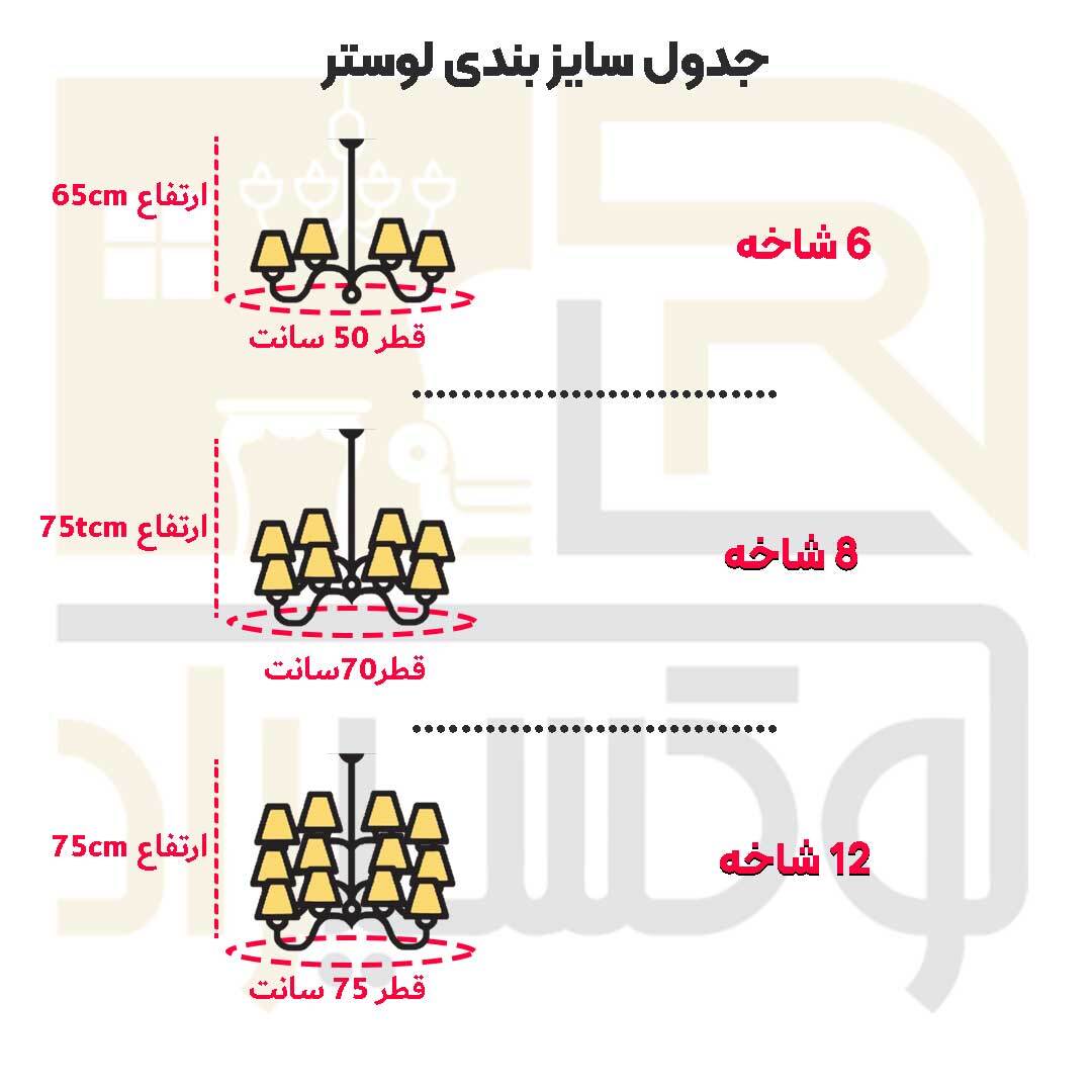  لوستر سنگ طبیعی وبرنج سبک نئوکلاسیک رنگ آنتیک12شاخه 