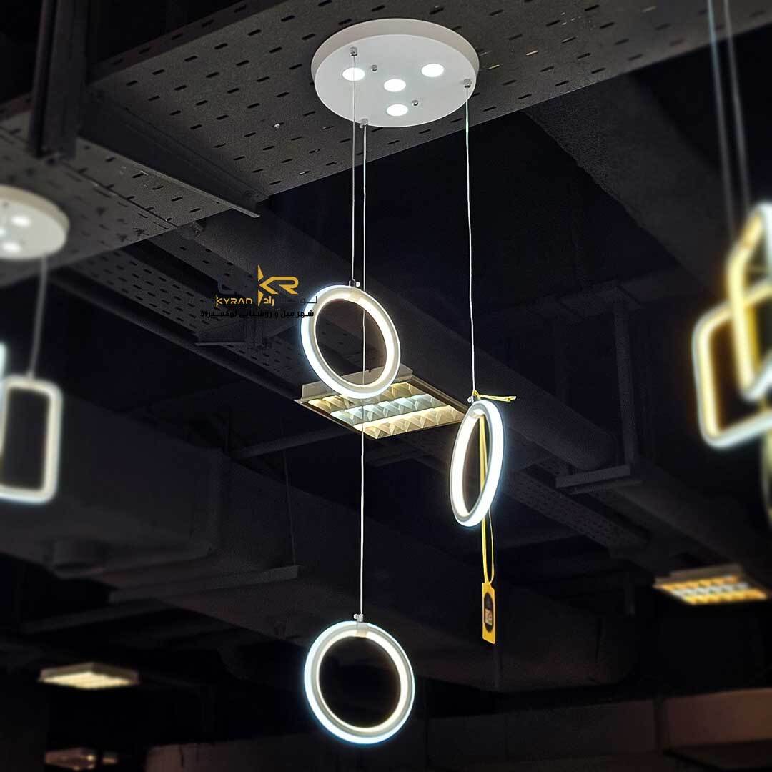 لوستر LED مدرن سه حلقه پرنور متناسب اتاق خواب و راه رو