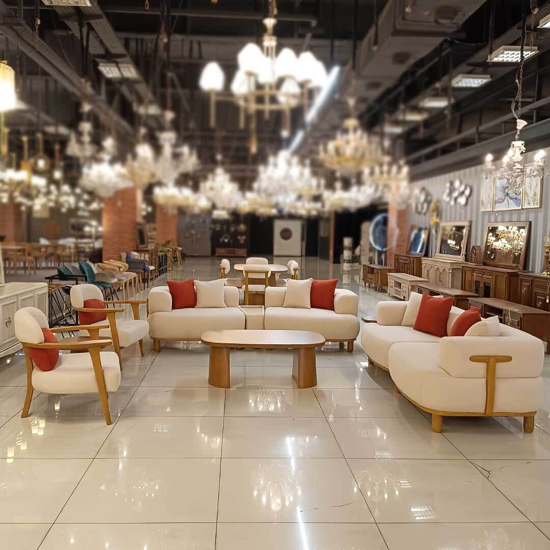  مبل 8 نفره راحتی سبک مدرن و مینیمال رنگ کرم 