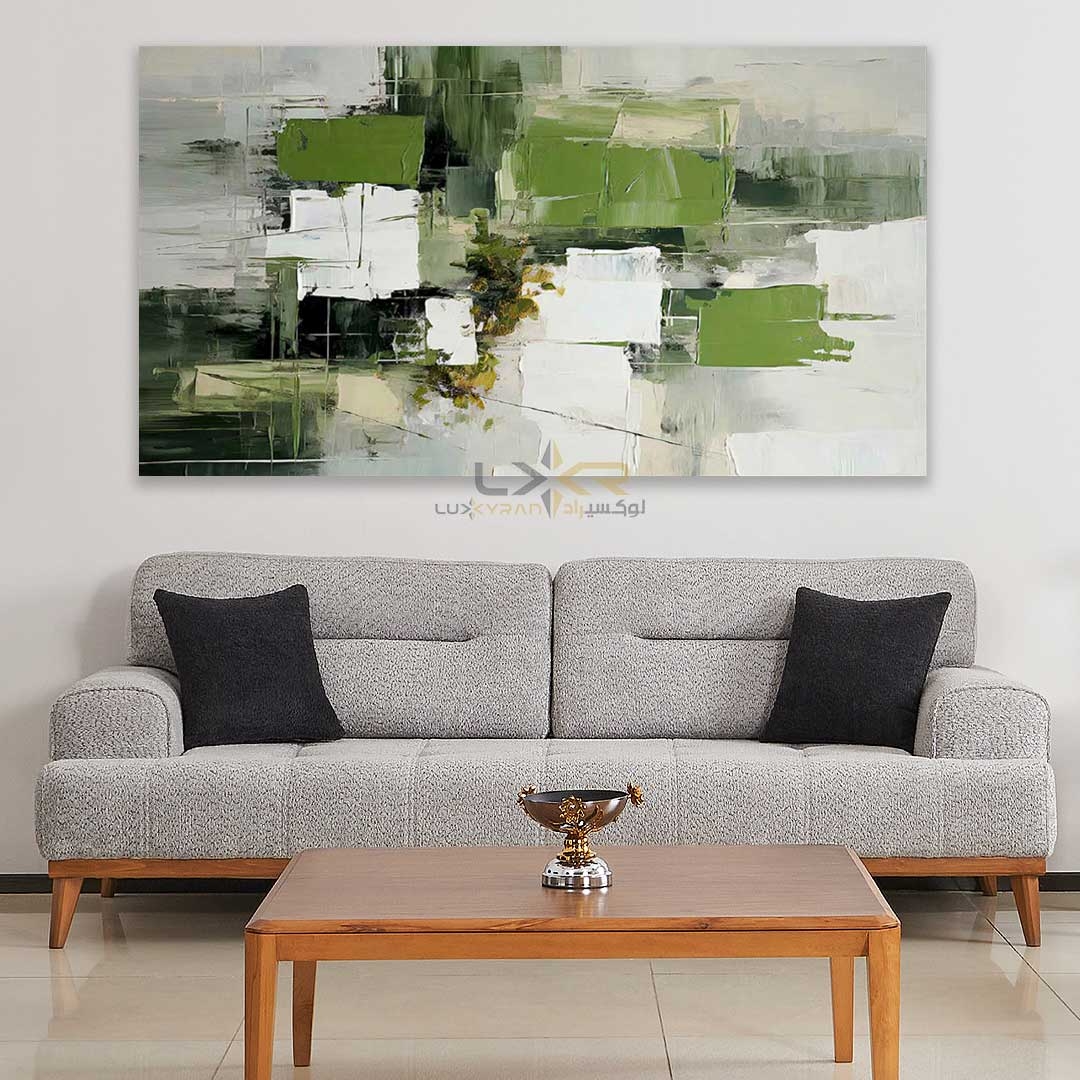  تابلو دکوراتیو مستطیلی رنگ سفید سبز مشکی 