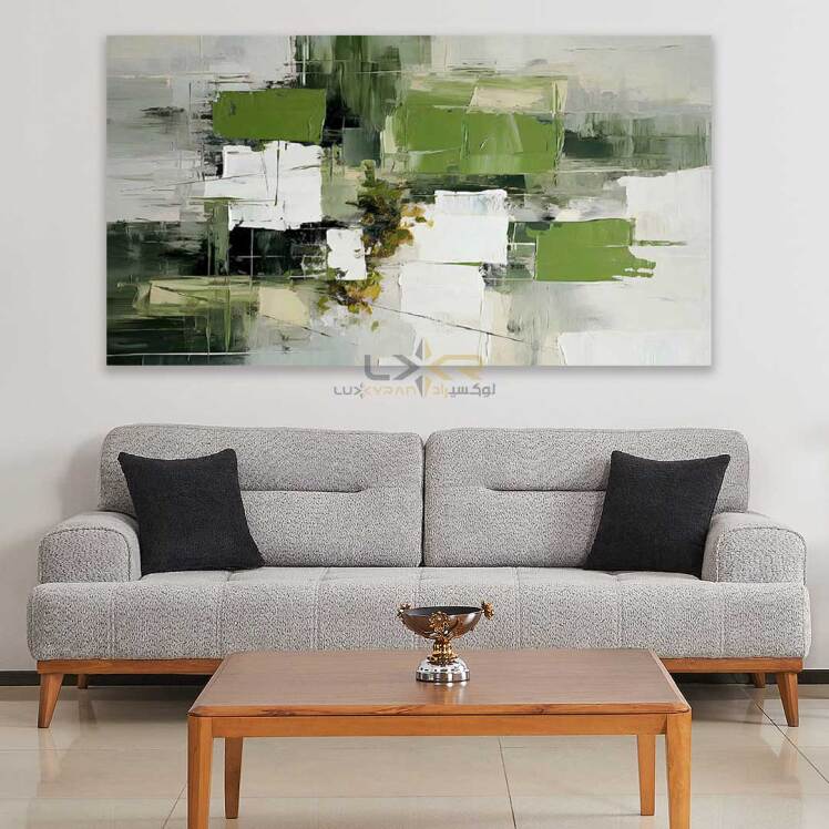 تابلو دکوراتیو مستطیلی رنگ سفید سبز مشکی