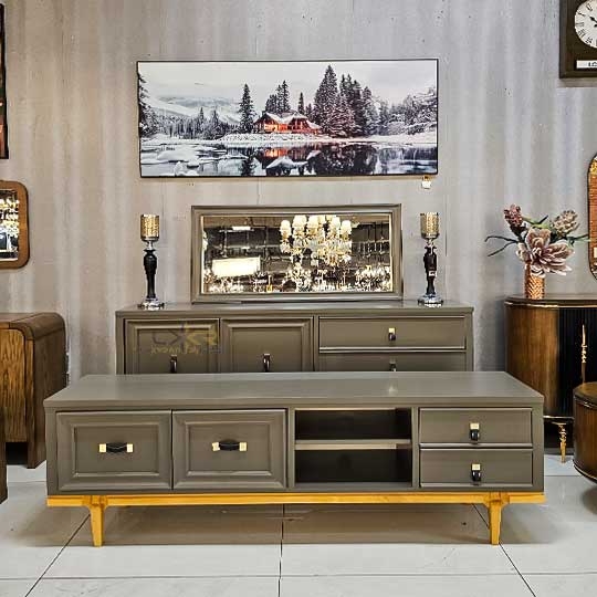  آینه و کنیول و میز تی وی مدرن 