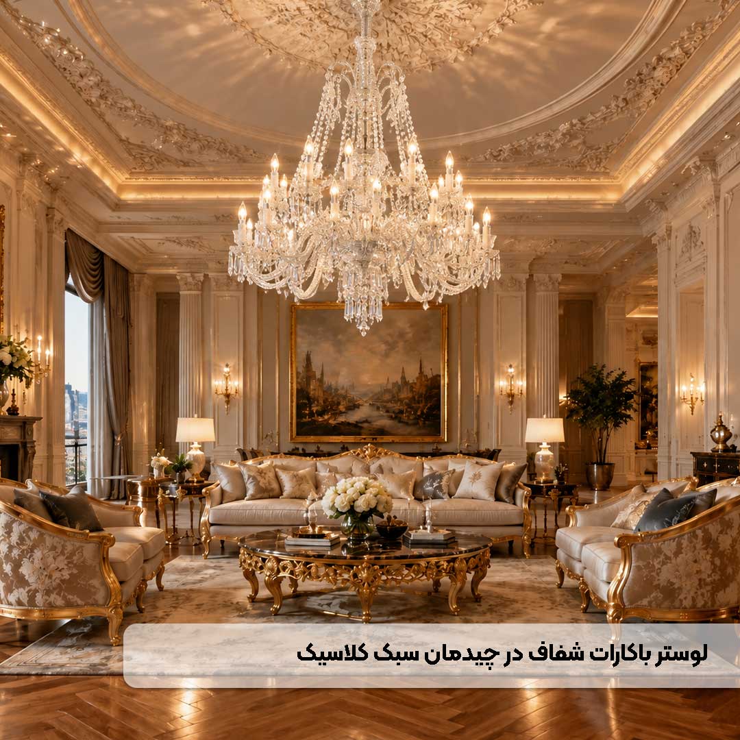 لوسار باکارات سفید در چیدمان کلاسیک