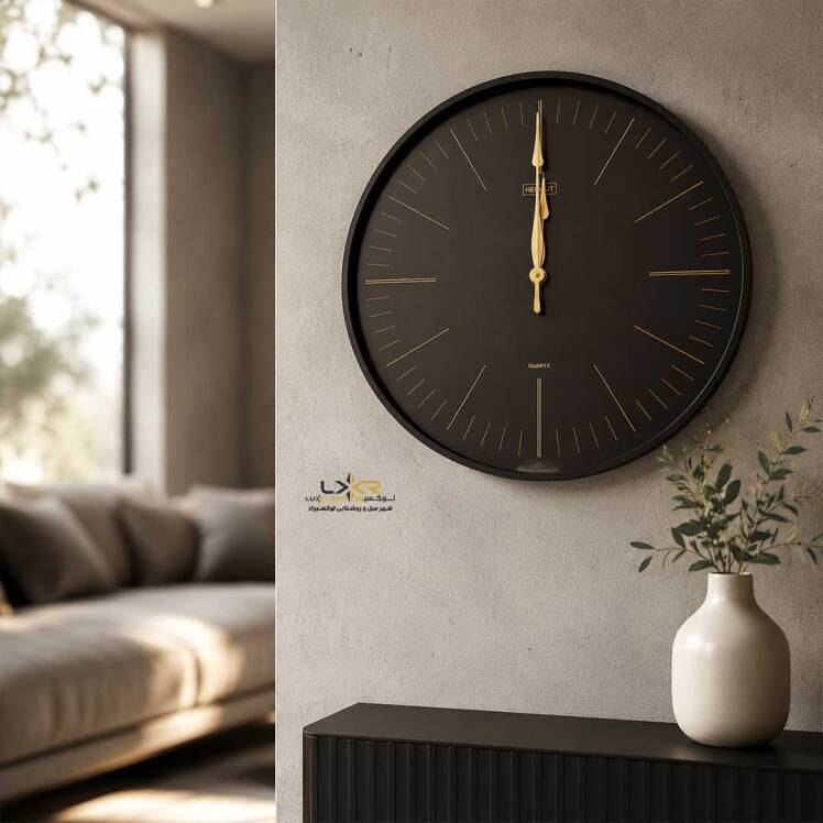 ساعت دیواری پینترستی مدرن چوبی مشکی 