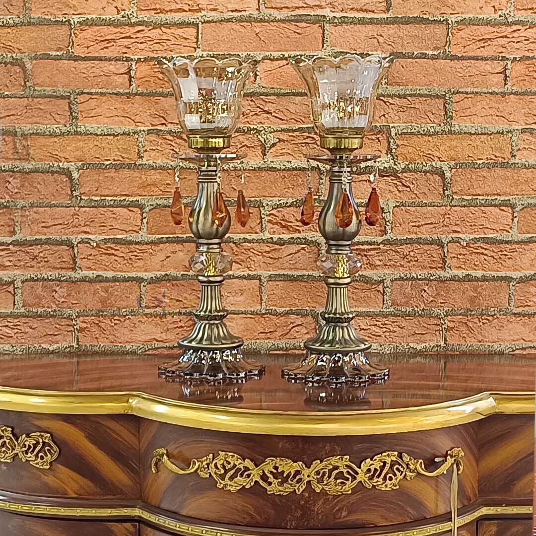  شمعدان شیک و کریستالی پایه زاماک 