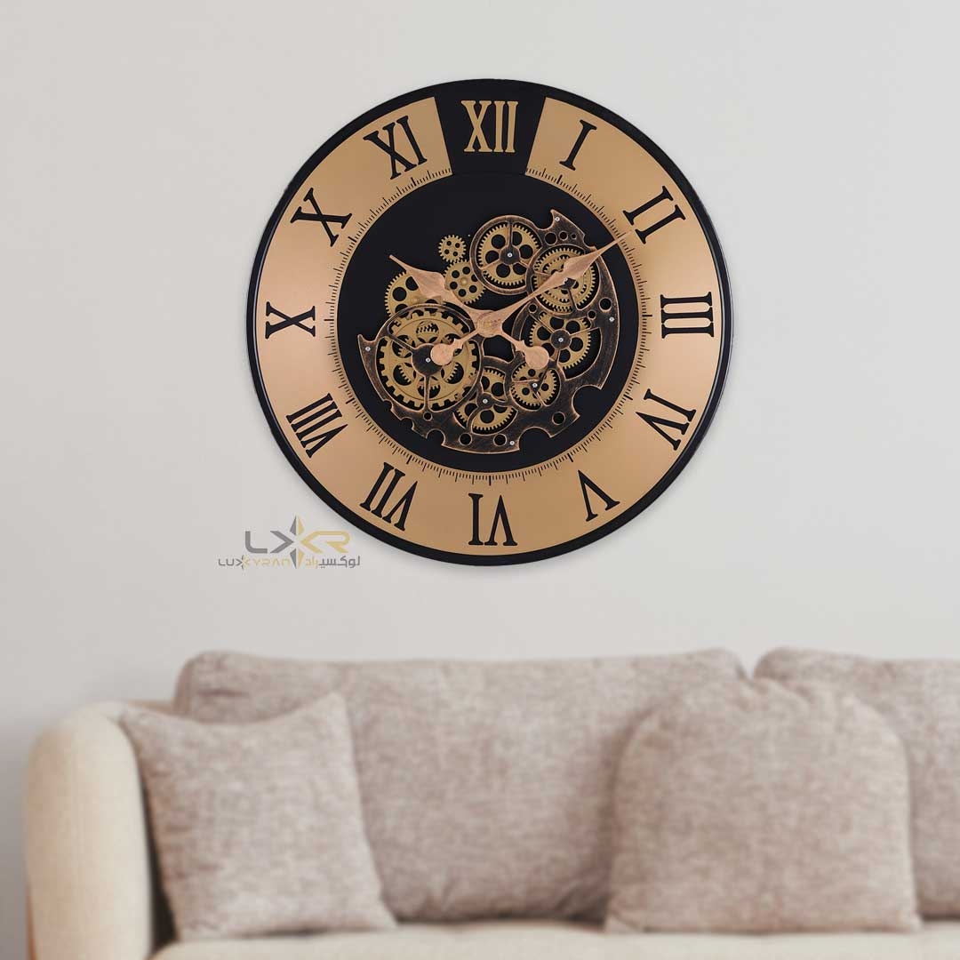 ساعت دیواری چرخدنده والتر سبک نئوکلاسیک رنگ طلایی مشکی 6118