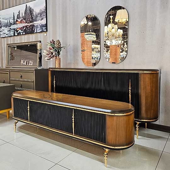  آینه کنسول و میز تی وی رنگ مشکی و قهوه ای شیک 