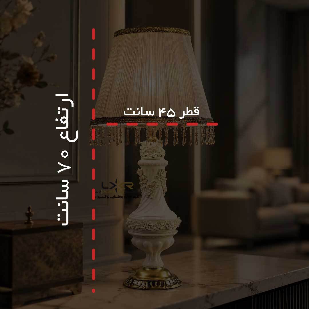  آباژور رومیزی نئوکلاسیک سفید طرح خاص 