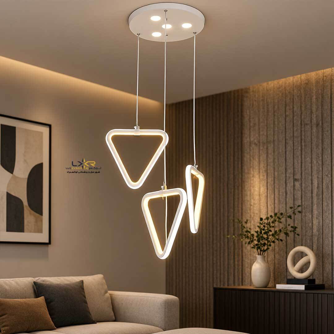 لوستر LED مدرن سه حلقه پرنور متناسب اتاق خواب و راه رو