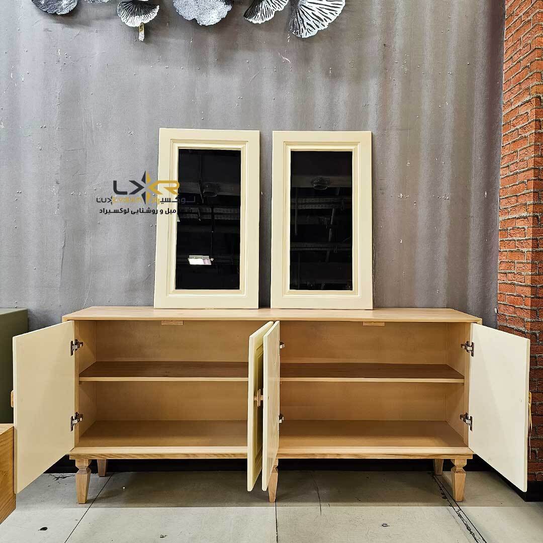  آینه کنسول و میز تی وی مدرن و پینترستی کرم 