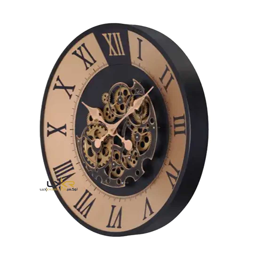  ساعت دیواری چرخنده والتر نئوکلاسیک مشکی طلایی 6118 