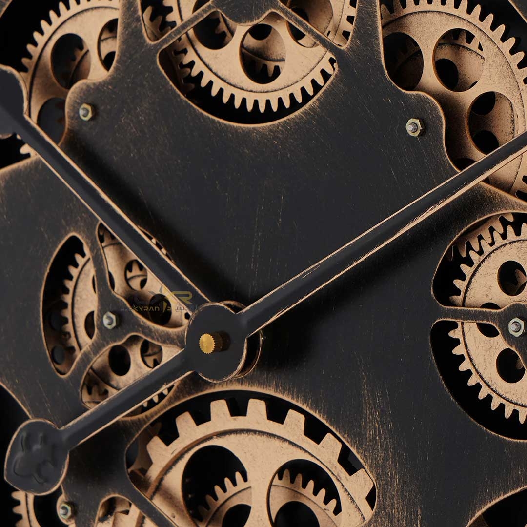 ساعت دیواری گرد چرخدنده والتر سبک نئوکلاسیک رنگ مشکی طلایی 6108