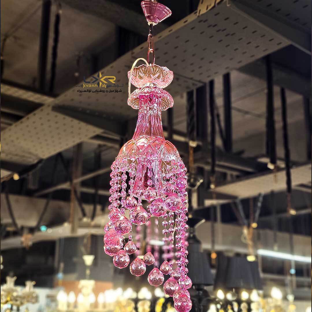  تک اویز والتر بلوری رنگ صورتی 