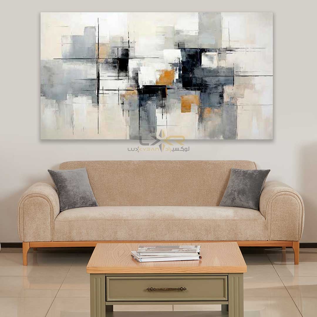  تابلو دکوراتیو مستطیلی رنگ سفید مشکی 