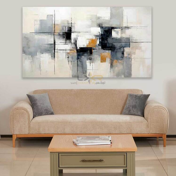 تابلو دکوراتیو مستطیلی رنگ سفید مشکی