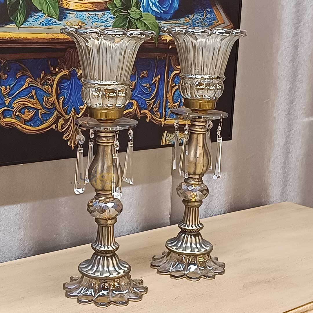  شمعدان شیک و کریستالی پایه زاماک 