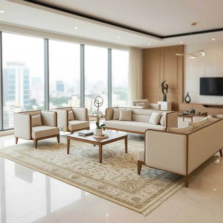 مبل 8 نفره مدرن و نئوکلاسیک رنگ کرم 