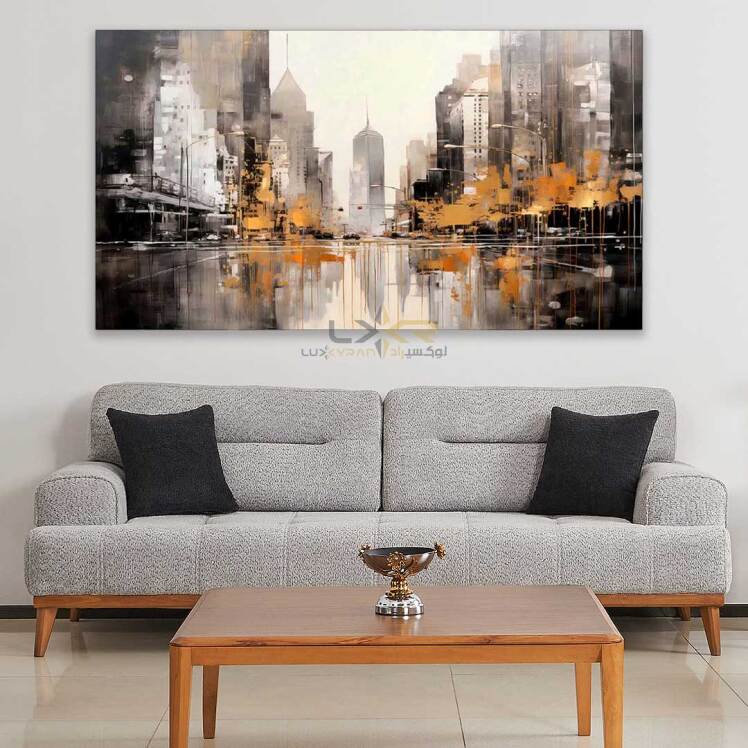 تابلو دکوراتیو مستطیلی طرح خیابان پاییزی