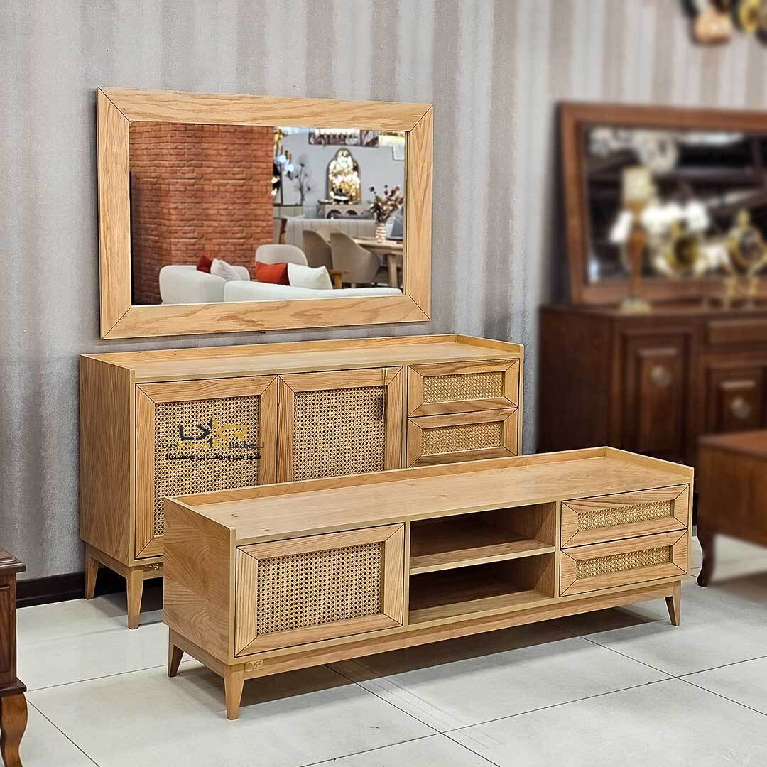 میز تی وی پینترستی حصیری رنگ خودرنگ