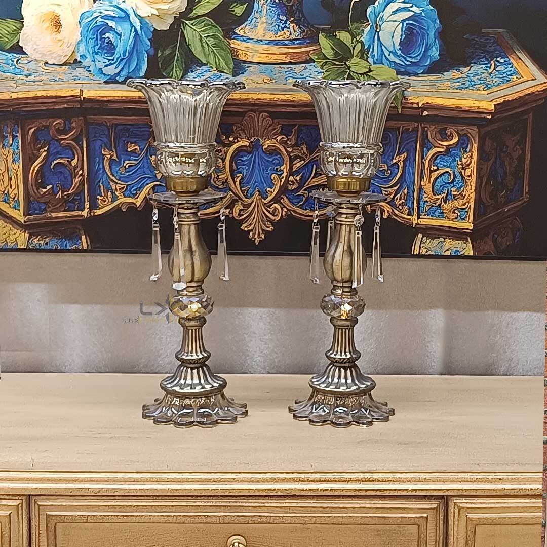  شمعدان شیک و کریستالی پایه زاماک 