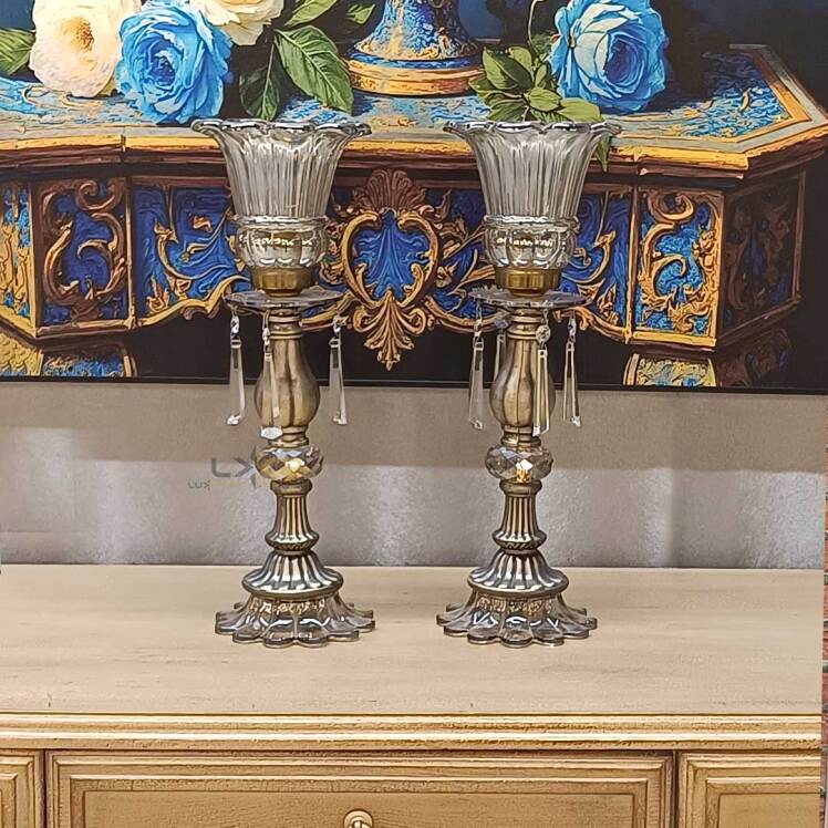 شمعدان شیک و کریستالی پایه زاماک 