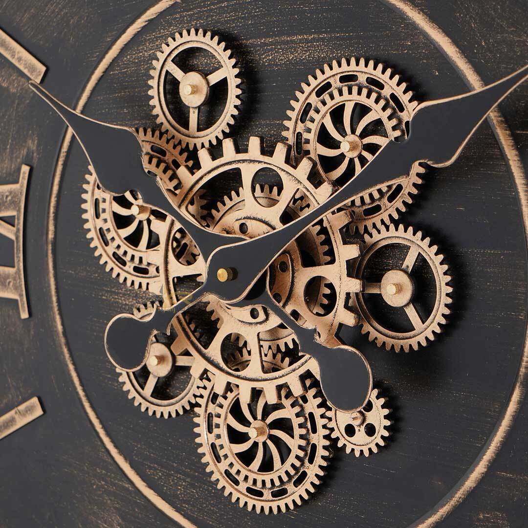  ساعت دیواری چرخدنده والتر سبک نئوکلاسیک مشکی طلایی 6117 