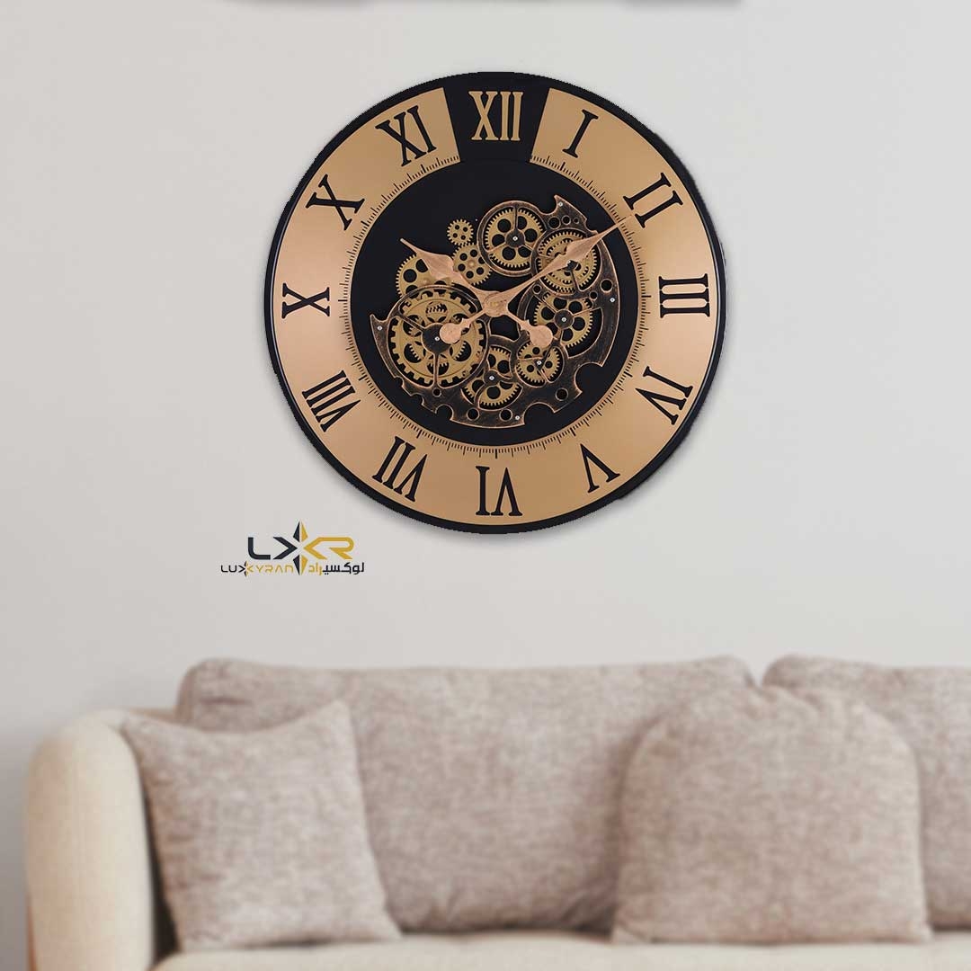  ساعت دیواری چرخنده والتر نئوکلاسیک مشکی طلایی 6118 