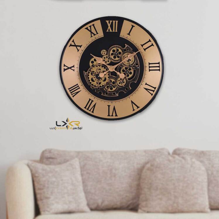 ساعت دیواری چرخنده والتر نئوکلاسیک مشکی طلایی 6118