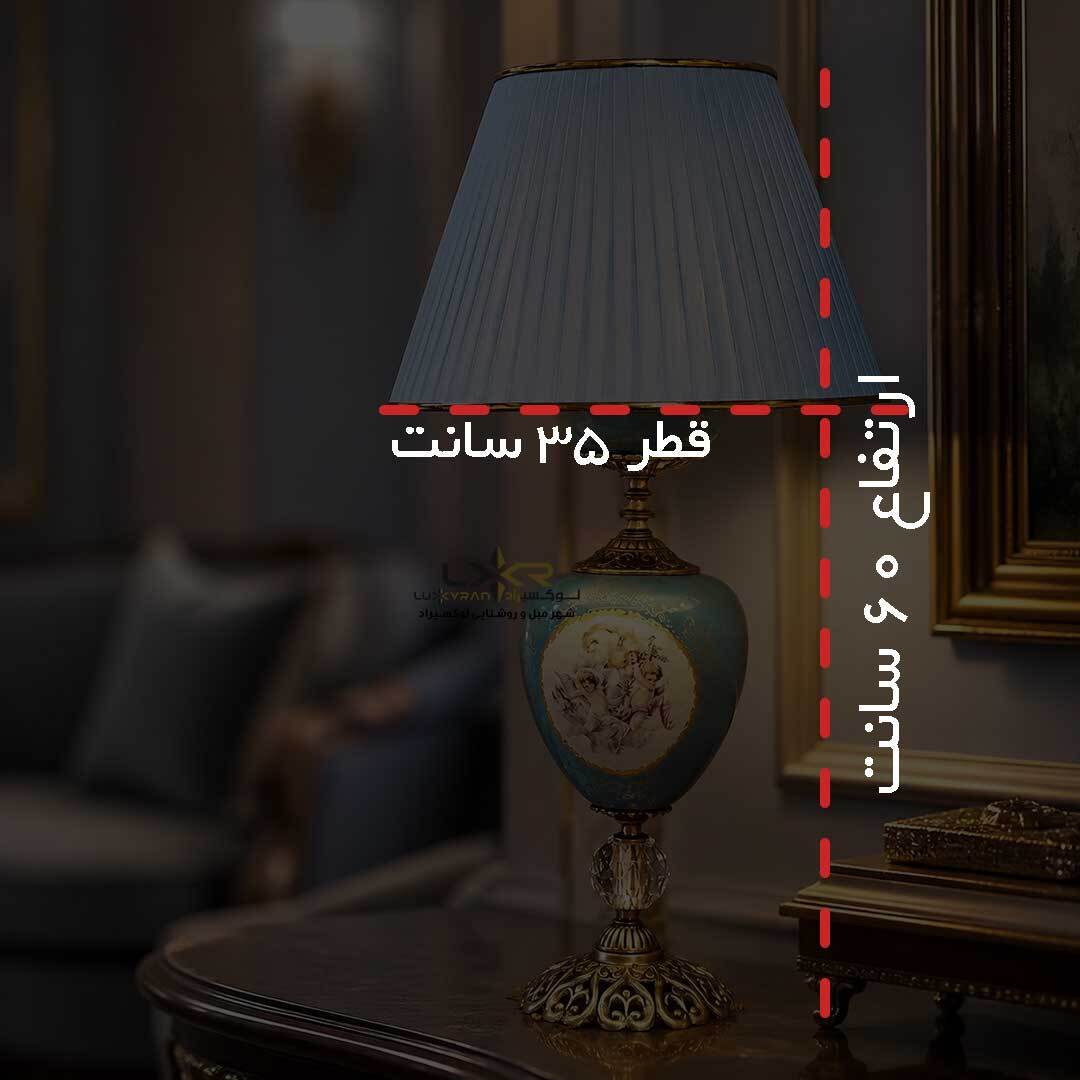  آباژور نئوکلاسیک برنزی و چینی آبی براق 