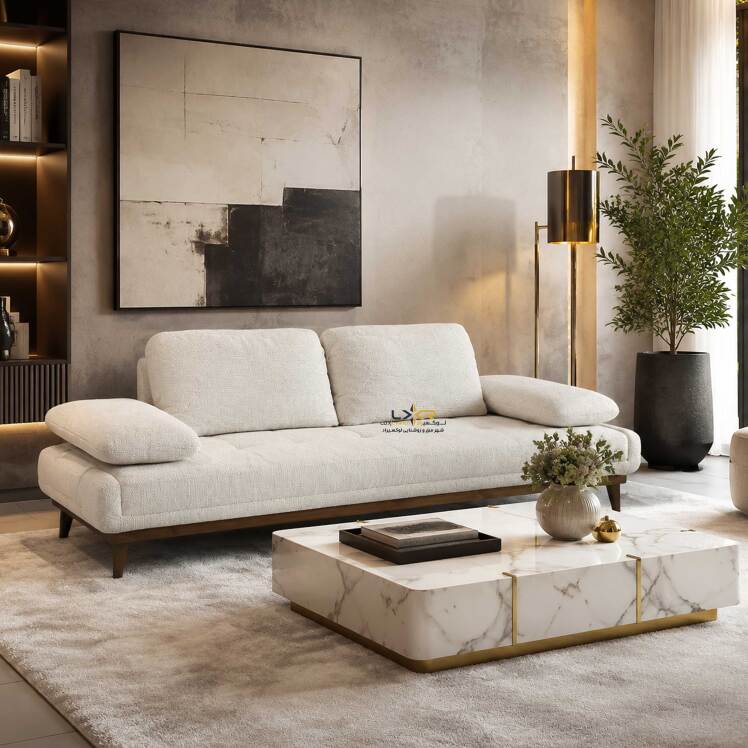 کاناپه سه نفره راحتی مدرن ومینیمال رنگ سفید
