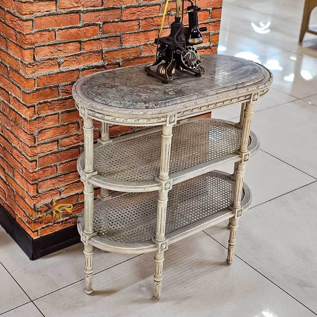  استند بیضی تمام چوب و صفحه سنگ رنگ ابی 