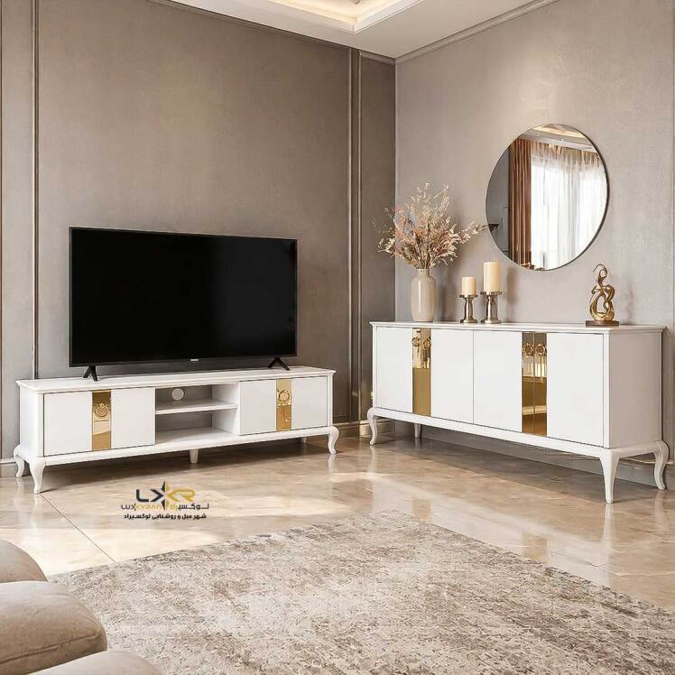آینه کنسول و میز تیوی سفید مدرن پینترستی