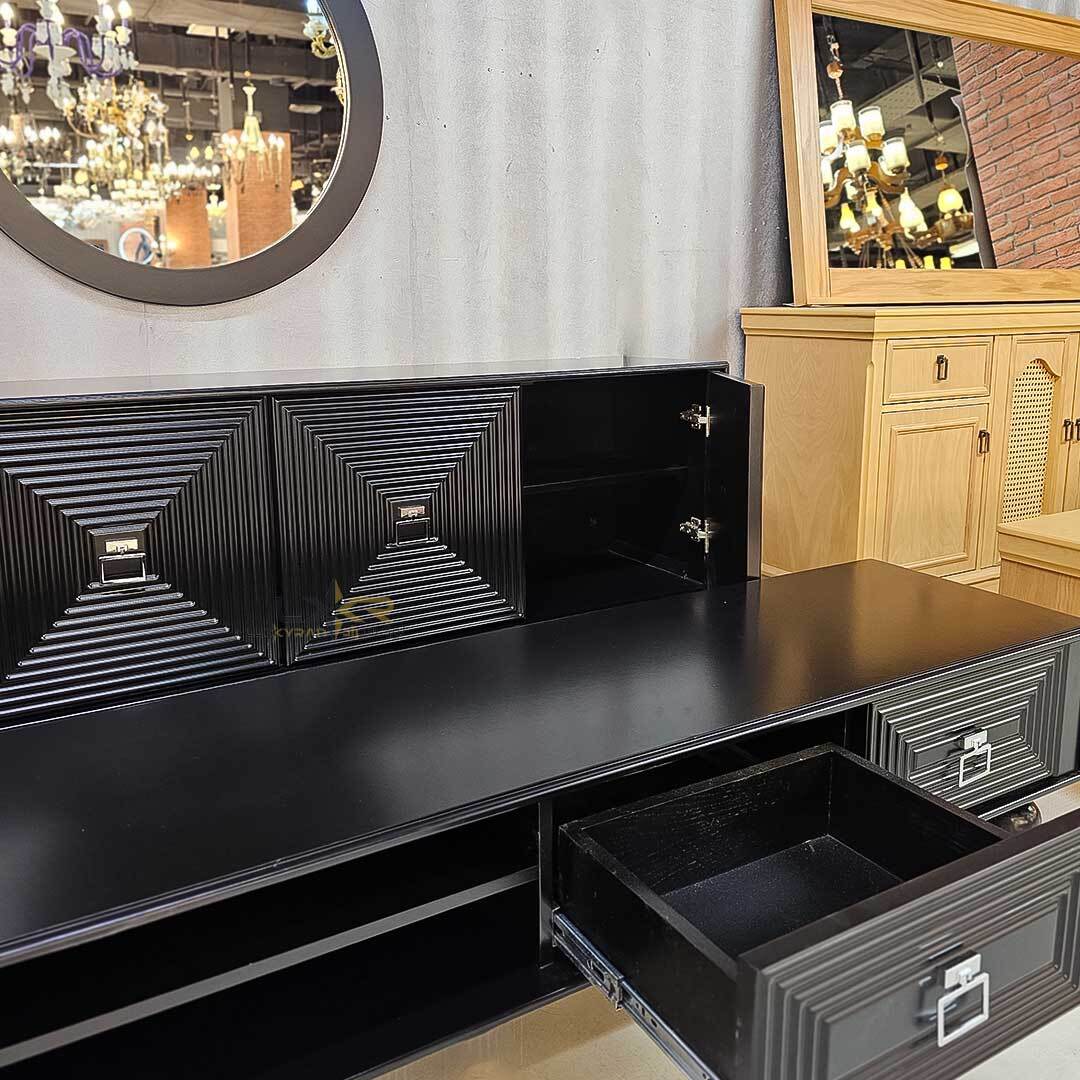  آینه و کنسول و میز تی وی سبک نئوکلاسیک رنگ مشکی 