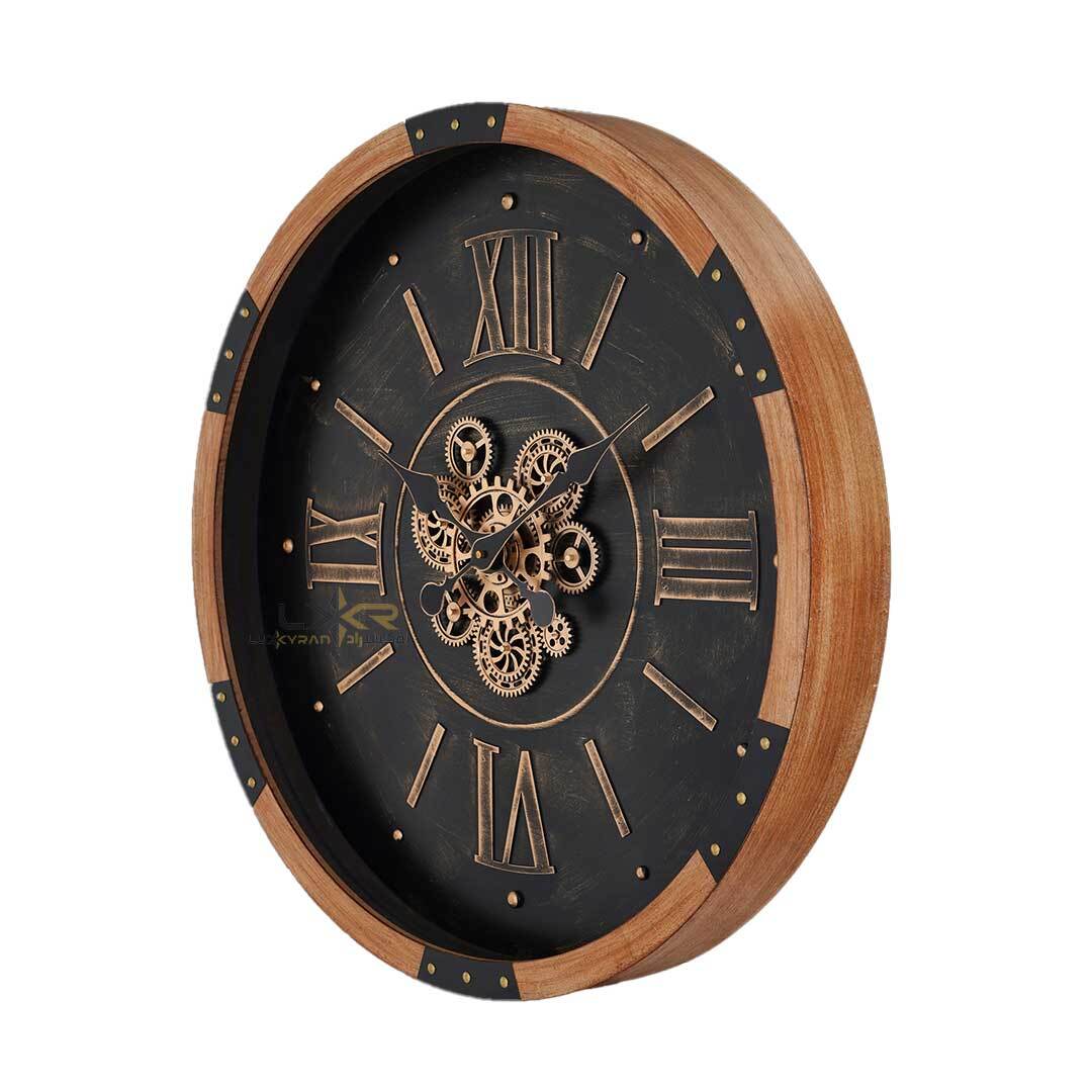  ساعت دیواری چرخدنده والتر سبک نئوکلاسیک مشکی طلایی 6117 