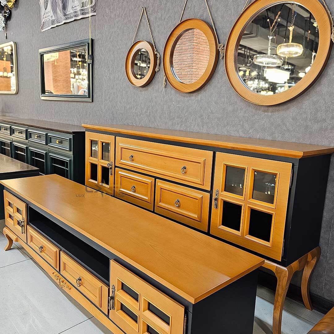  آینه و کنسول و میز تی وی رنگ خاص سبک نیوکلاسیک 