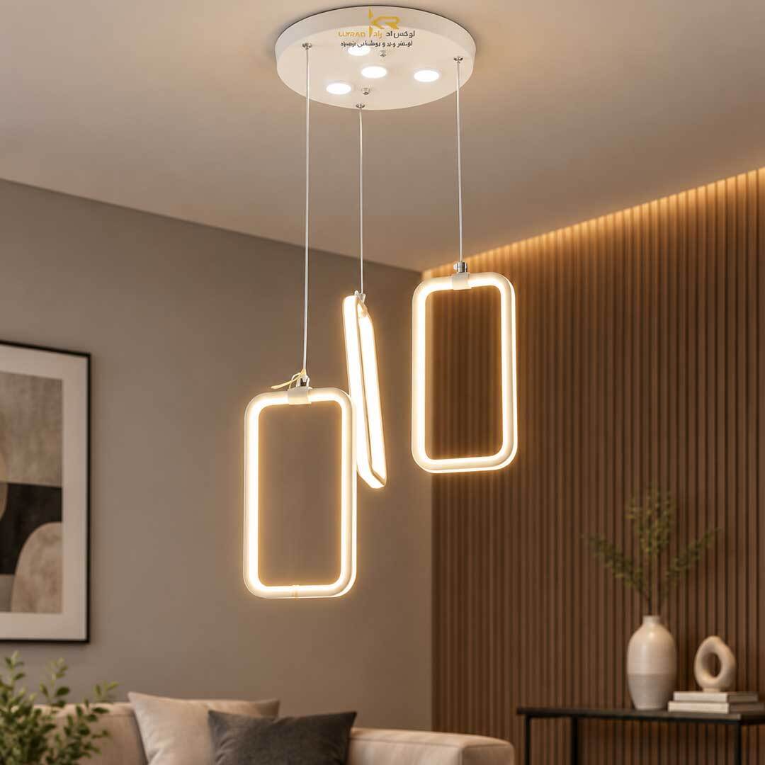 لوستر LED مدرن سه حلقه پرنور متناسب اتاق خواب و راه رو