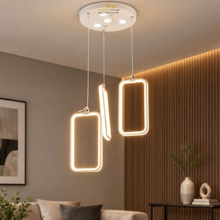 لوستر LED مدرن سه حلقه پرنور متناسب اتاق خواب و راه رو