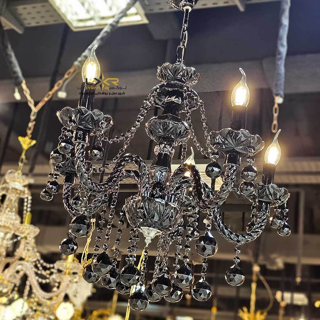  لوستر والتر بلوری رنگ مشکی سبک نئوکلاسیک 