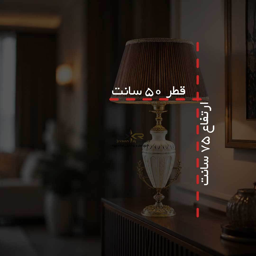 آباژور نئوکلاسیک برنزی و چینی سفید قهوه ای
