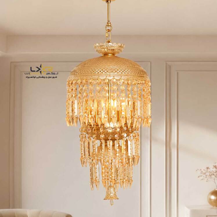 لوستر فانوسی باکارات عسلی مناسب اشپزخانه و راه رو 