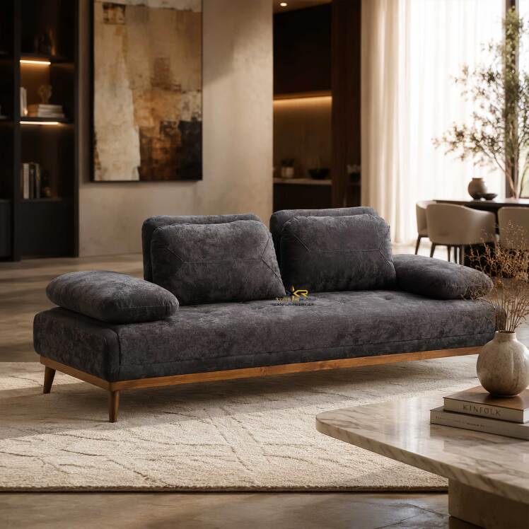کاناپه سه نفره راحتی مدرن ومینیمال رنگ سرمه ای