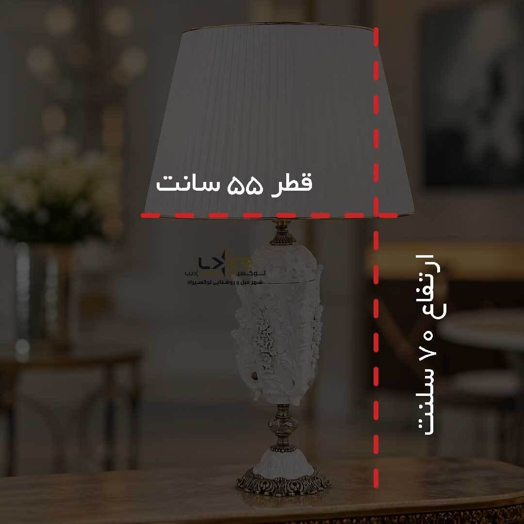 آباژور رومیزی نئوکلاسیک سفید طرح خاص